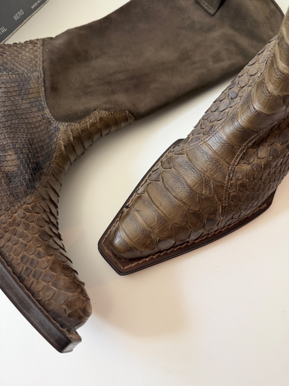 Joan & David Signature Snakeskin Suede Western Tall Boots Box 10M / 40.5